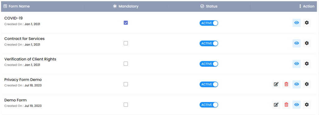 Screenshot of how to configure forms for appointments on HelloHealth